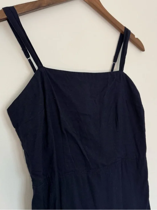 Medium Abercrombie & Fitch Dark Navy Blue Mini Dress Adjustable Straps Pockets - Picture 5 of 14